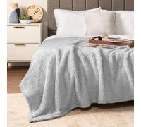 Coperta da letto PAVILIA Sherpa King Size Grigio chiaro, morbida e soffice, soffice e soffice, in microfibra, per tutte le stagioni, 90x108 cm.