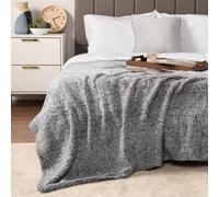 Coperta da letto PAVILIA Sherpa King Size, grigio m lange, morbida e soffice, soffice e soffice, in microfibra, per tutte le stagioni, 90x108 cm.