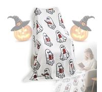 Coperta da lettura fantasma, aggiornamento 2025, fantasma di Halloween che legge un libro, coperta da 127 x 152 cm, leggera, accogliente, morbida, lavorata a maglia, per tutte le stagioni, per divano