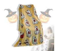 Coperta da lettura fantasma, aggiornamento 2025, motivo: fantasma di Halloween che legge un libro, coperta da 127 x 152 cm, leggera, accogliente, morbida, lavorata a maglia, per tutte le stagioni, per