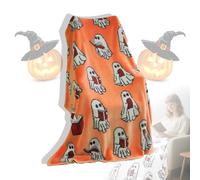 Coperta da lettura fantasma, aggiornamento 2025, spirito di Halloween che legge un libro, coperta da 127 x 152 cm, leggera, accogliente, morbida, lavorata a maglia, per tutte le stagioni, per divano