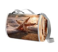 Coperta da picnic a forma di stella marina con maniglia per il trasporto, impermeabile, per spiaggia, giardino, all'aperto, lavabile, coperta da picnic e campeggio, 150 cm x 145 cm