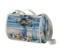 Coperta da picnic a forma di stella marina, con maniglia per il trasporto, pieghevole e portatile, 150 x 145 cm, coperta da campeggio per campeggio, parco, giardino, spiaggia