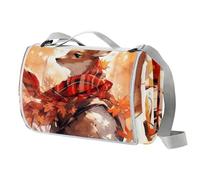 Coperta da picnic autunnale a forma di canguro, tappetino da picnic extra large con maniglia per il trasporto, pieghevole e portatile, 150 cm x 145 cm, coperta da campeggio per campeggio, parco