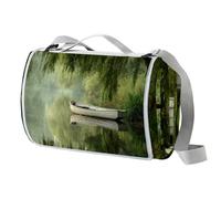 Coperta da picnic con barca a remi, tappetino da picnic extra large con maniglia per il trasporto, pieghevole e portatile, 150 cm x 145 cm, coperta da campeggio per campeggio, parco, giardino