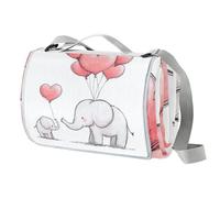 Coperta da picnic con elefante e palloncino, impermeabile, 150 x 145 cm, pieghevole, coperta da spiaggia, con maniglia antiscivolo, tappetino da spiaggia resistente alla sabbia e lavabile, per
