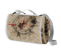 Coperta da picnic con emblema marittimo retrò, tappetino da picnic extra large con maniglia per il trasporto, pieghevole e portatile, 150 cm x 145 cm, coperta da campeggio per campeggio, parco