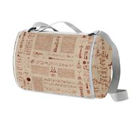 Coperta da picnic con geroglifici egiziani, impermeabile, 150 x 145 cm, pieghevole, coperta da spiaggia, con maniglia antiscivolo, resistente alla sabbia e lavabile, tappetino da spiaggia per giardino