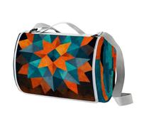 Coperta da picnic con mandala a stella, tappetino da picnic extra large con maniglia per il trasporto, pieghevole e portatile, 150 cm x 145 cm, coperta da campeggio per campeggio, parco, giardino