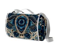 Coperta da picnic con tartaruga mandala, impermeabile, 150 x 145 cm, grande coperta da spiaggia, da campeggio, a prova di sabbia, lavabile in lavatrice, con maniglia per il trasporto, per campeggio