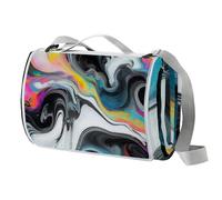 Coperta da picnic con texture marmorizzata colorata, impermeabile, tappetino da picnic extra large 150 x 145 cm, coperta da campeggio e spiaggia, lavabile, pieghevole, accessori da campeggio per