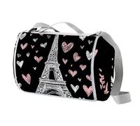 Coperta da picnic con Torre Eiffel, impermeabile, 150 x 145 cm, grande, coperta da spiaggia, da campeggio, a prova di sabbia, lavabile in lavatrice, con maniglia per il trasporto, per campeggio