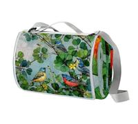 Coperta da picnic con uccellini per il giorno di San Patrizio, impermeabile, 150 x 145 cm, grande, coperta da spiaggia, da campeggio, a prova di sabbia, lavabile in lavatrice, con maniglia per il