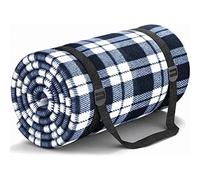 Coperta da picnic impermeabile e antisabbia 300 x 300 cm, tappetino da spiaggia da esterno lavabile e pieghevole con tracolla, XXL blu e