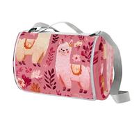 Coperta da picnic in alpaca rosa, impermeabile, 150 x 145 cm, grande, coperta da spiaggia, da campeggio, a prova di sabbia, lavabile in lavatrice, con maniglia per il trasporto, per campeggio
