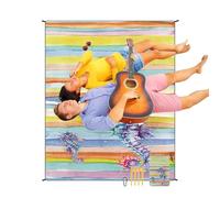 Coperta da picnic portatile, impermeabile, 210 x 180 cm, antivento, leggera, con 4 tasche angolari e 4 per rilassarsi a bordo piscina