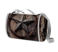 Coperta da picnic rustica Texas Star, tappetino da picnic extra large con maniglia per il trasporto, pieghevole e portatile, 150 cm x 145 cm, coperta da campeggio per campeggio, parco, giardino