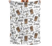 Coperta da preghiera - Coperta con versetto biblico | Calde e leggere decorazioni religiose di Gesù, scritta della Bibbia di Gesù, coperte calde per ristorante, hotel, giardino, interno, ester