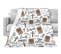 Coperta da preghiera morbida e calda con Gesù religioso | Coperta con versi biblici per ristorante, hotel, giardino, interni ed esterni, feste, casa, dormitorio, appartamento