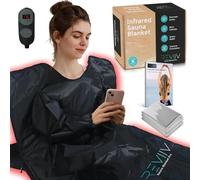 Coperta sauna a infrarossi lontani con maniche per la massima flessibilità, coperta sauna portatile per disintossicazione, con 10 coperte termiche in omaggio, sauna a infrarossi per casa, 45-80 °C