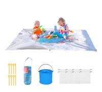 Coperta da spiaggia e piscina per bambini, 1,8 x 1,8 m, base pieghevole impermeabile, per giochi d'acqua all'aperto, per ragazze e ragazzi, campeggio, picnic, vacanze, attività per divertimento estivo