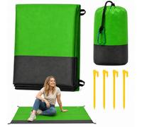 Coperta da spiaggia senza sabbia, 220 x 200 cm, grande coperta da picnic all'aperto con paletti, leggera, ripiegabile, antivento, tappetino da viaggio per vacanze in spiaggia, campeggio, parco, verde