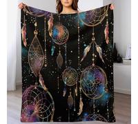 Coperta da tiro acchiappasogni mistico, morbida, leggera, calda e accogliente, in flanella con piume astratte colorate, per divano, letto e viaggio, 50"x70"