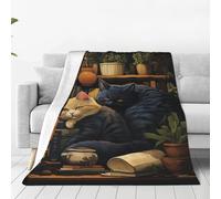 Coperta da Tiro Cats Sleeping Bookshelf Art Books Coperta Divano Lavabile Accogliente Blanket per Poltrona Adulti Viaggi 125x150cm