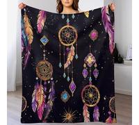 Coperta da tiro con grafica psichedelica, morbida, leggera, calda e accogliente, con acchiappasogni astratti, in flanella, per divano, letto e viaggi, 50"x60"