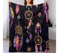 Coperta da tiro con grafica psichedelica, morbida, leggera, calda e accogliente, con acchiappasogni astratti, in flanella, per divano, letto e viaggi, 50"x70"