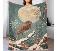 Coperta da tiro con stampa 3D in stile Art Nouveau raffigurante un uccello delle nevi in inverno, regalo di Natale per divano. Una coperta morbida adatta a tutte le stagioni per adulti, 150x200 cm.