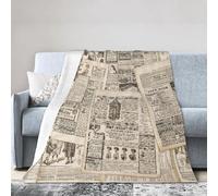 Coperta da viaggio in flanella leggera, 40"X30" con pagine nostalgiche di giornali invecchiati con pubblicità antica e riviste di moda, facile da trasportare, adatta per campeggio e uso domestico