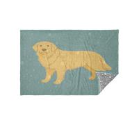 Coperta da viaggio leggera in morbida flanella con cane dorato per tutto il corpo, color foglia di tè che si illumina al buio, con stelle, 160 x 130