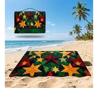 Coperta de Picnic 150x180 cm, Arancione Manta Picnic Impermeable Anti-Sabbia Manta de Playa Pieghevole, Outdoor Picnic Blanket per Spiaggia, Camping, Giardino, Trekking - stelle (1) UZ-7