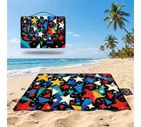 Coperta de Picnic 150x200 cm, Cartone animato Manta Picnic Impermeable Anti-Sabbia Manta de Playa Pieghevole, Outdoor Picnic Blanket per Spiaggia, Camping, Giardino, Trekking - stelle UZ-29