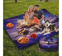 Coperta de Picnic 150x200 cm, L'albero della vita Manta Picnic Impermeable Anti-Sabbia Manta de Playa Pieghevole, Outdoor Picnic Blanket per Spiaggia, Camping, Giardino, Trekking - Lago (1) UZ-720