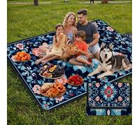 Coperta de Picnic Grande 200x200 cm, Blu navy Manta Picnic Impermeable Anti-Sabbia Manta de Playa Pieghevole, Outdoor Picnic Blanket per Spiaggia, Camping, Giardino, Trekking - mandala (6) UZ-564