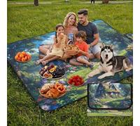 Coperta de Picnic Grande 200x200 cm, Giardino Manta Picnic Impermeable Anti-Sabbia Manta de Playa Pieghevole, Outdoor Picnic Blanket per Spiaggia, Camping, Giardino, Trekking - cottage FZ-123