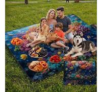 Coperta de Picnic Piccolo 150x100 cm, Albero della vita Manta Picnic Impermeable Anti-Sabbia Manta de Playa Pieghevole, Outdoor Picnic Blanket per Spiaggia, Camping, Giardino, Trekking - fiori UZ-660