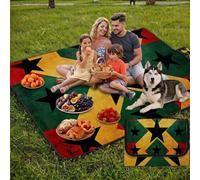 Coperta de Picnic Piccolo 150x100 cm, Arancione Manta Picnic Impermeable Anti-Sabbia Manta de Playa Pieghevole, Outdoor Picnic Blanket per Spiaggia, Camping, Giardino, Trekking - stelle (3) UZ-68