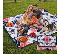 Coperta de Picnic Piccolo 150x100 cm, Blu navy Manta Picnic Impermeable Anti-Sabbia Manta de Playa Pieghevole, Outdoor Picnic Blanket per Spiaggia, Camping, Giardino, Trekking - mandala UZ-198