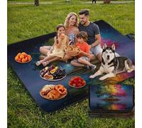 Coperta de Picnic Piccolo 150x100 cm,L'albero della vita Manta Picnic Impermeable Anti-Sabbia Manta Playa Pieghevole,Outdoor Picnic Blanket per Spiaggia,Camping,Giardino-il cielo stellato (2) UZ-840