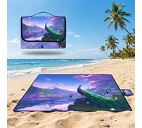 Coperta de Picnic Piccolo 150x100 cm, Pavone Manta Picnic Impermeable Anti-Sabbia Manta de Playa Pieghevole, Outdoor Picnic Blanket per Spiaggia, Camping, Giardino, Trekking - Lago UZ-457