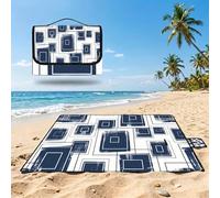 Coperta de Picnic Piccolo 150x80 cm, Blu navy Manta Picnic Impermeable Anti-Sabbia Manta de Playa Pieghevole, Outdoor Picnic Blanket per Spiaggia, Camping, Giardino, Trekking - a quadri (3) UZ-983