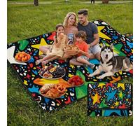 Coperta de Picnic Piccolo 150x80 cm, Colorato Manta Picnic Impermeable Anti-Sabbia Manta de Playa Pieghevole, Outdoor Picnic Blanket per Spiaggia, Camping, Giardino, Trekking - stelle UZ-310