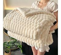 Coperta decorativa in pile morbida morbida, graziosa bella, lussuosa sedia del divano del letto, ideale per tutte le stagioni comfort in camera da letto soggiorno bianco 180 * 200cm