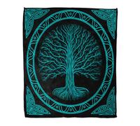 Coperta decorativa per la casa, con albero di Yggdrasil nero e blu, calda e morbida e accogliente coperta in flanella per letto, divano, divano e sedia, adatta per tutte le stagioni, 203,2 x 152,4 cm