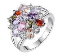 Coperta Del Signore Degli Anelli Anello da donna Anello arcobaleno colorato Anello di lusso Anello semplice con zirconi Regalo per ragazze Disponibile taglia 6 7 8 9) Anelli Aperti (B-C, One Size)