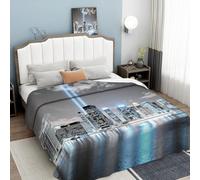 Coperta di Flanella, 200 × 220 cm Microfibra Morbido Durevole e Caldo 3D Stampa Alba Città Ponte Coperte Copriletti per Letto Divano Natura Città Architettura