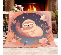 Coperta di Flanella, Cartone Animato Bradipo Ghirlanda Morbida Leggera Pile Coperte Marrone Coperta Tutte Le Stagioni Multifunzionale per Divano o Letto Matrimoniale XXL 180x200 cm